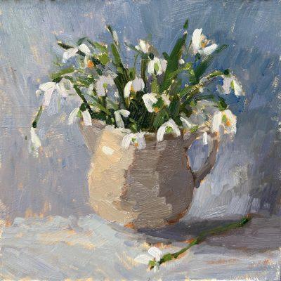 Snowdrops in White Jug