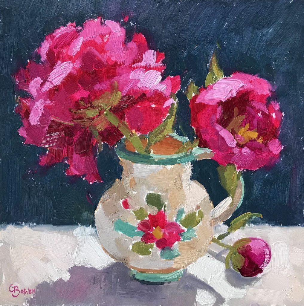 peonies in Portuguese Pot