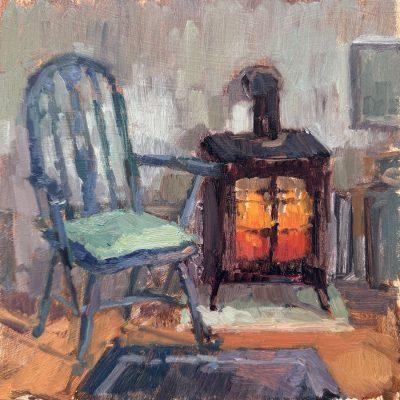 The Old Stove & Blue Chair
