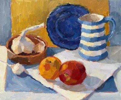 Nectarines & Stripy Jug