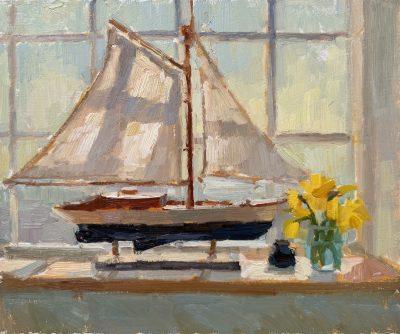 Sailboat & Daffodils - painting reserved