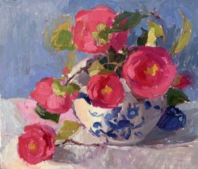Camellias in Chinese Pot