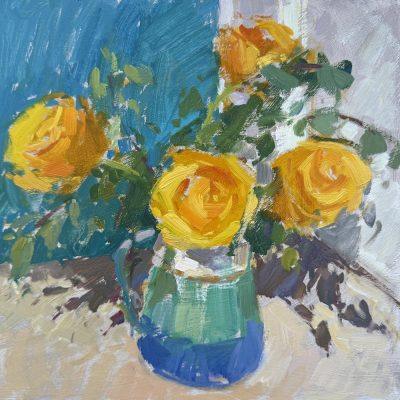 Yellow Roses & Turquoise Door