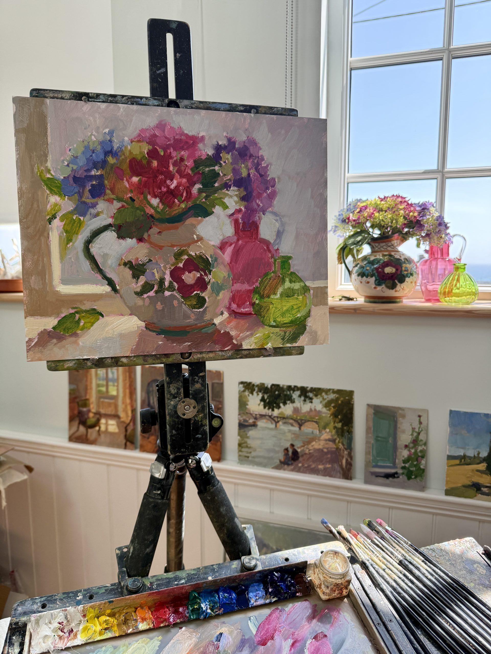 Hydrangeas & Handpainted Jug - Image 2