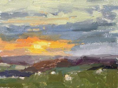 Sheep Grazing at Sunset